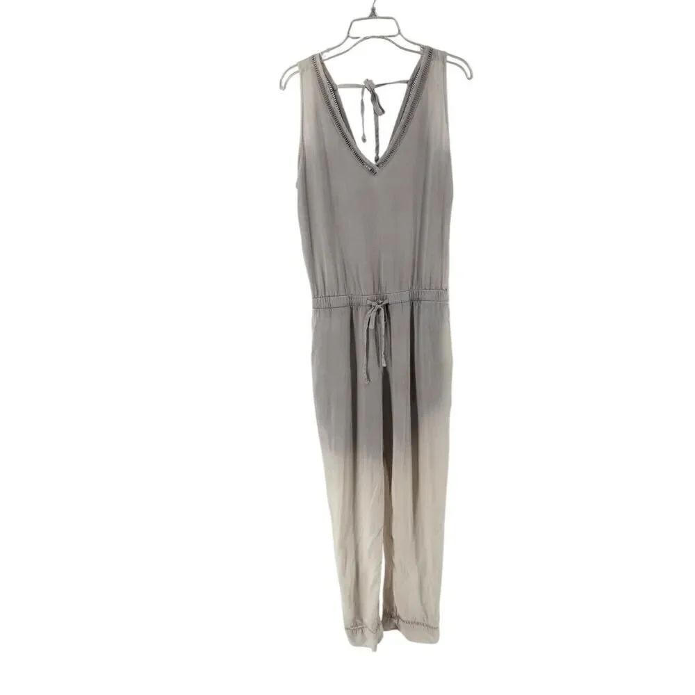 Anthropologie Cloth & Stone Juliana Jumpsuit Size S Gray Ombre Cropped V Neck